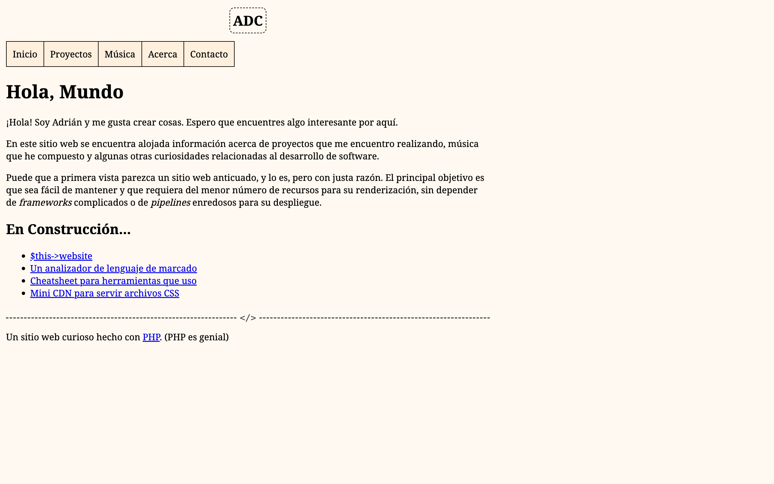 Home page of my personal website