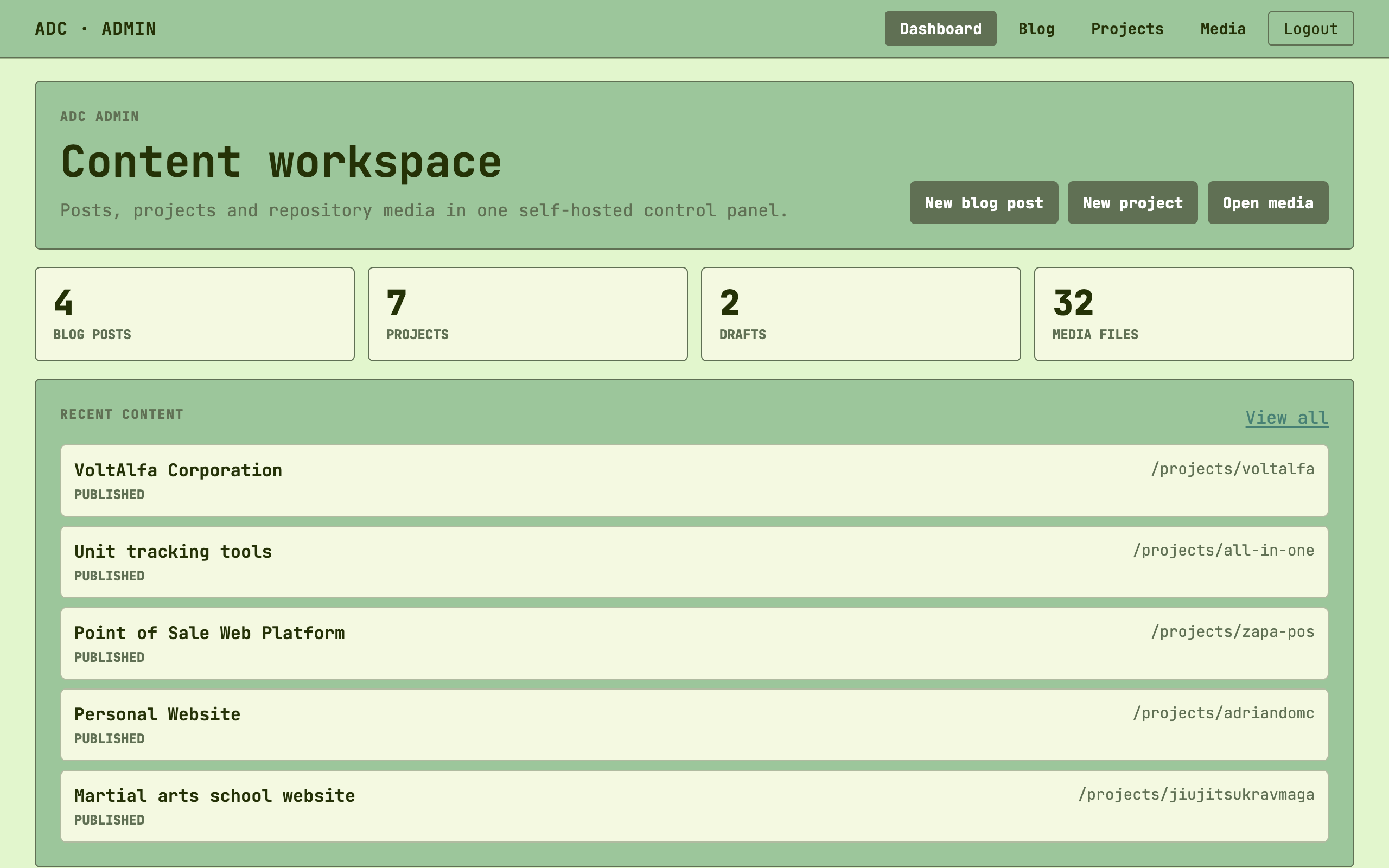Admin CRM-like dashboard