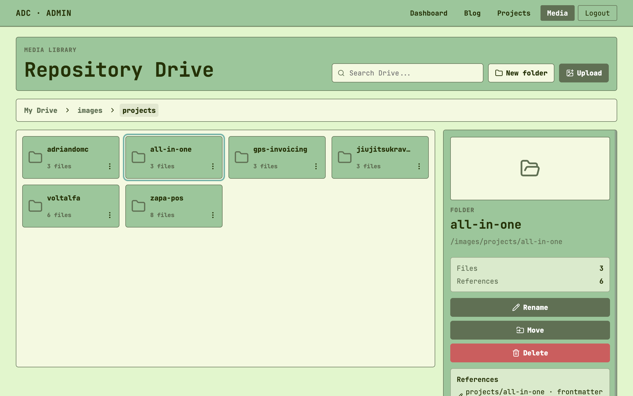 Admin media drive for images