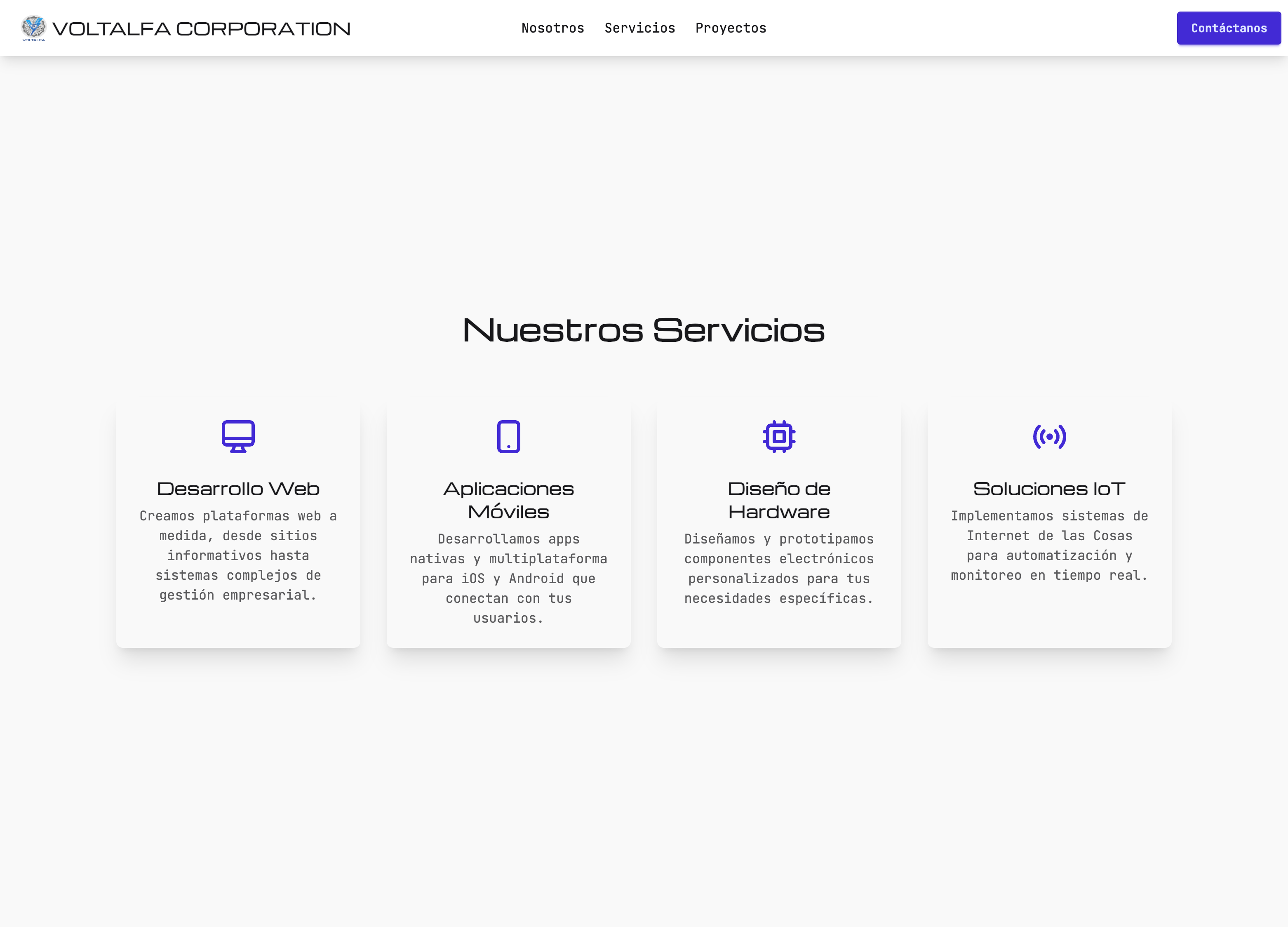Home page of the VoltAlfa Corporation main website