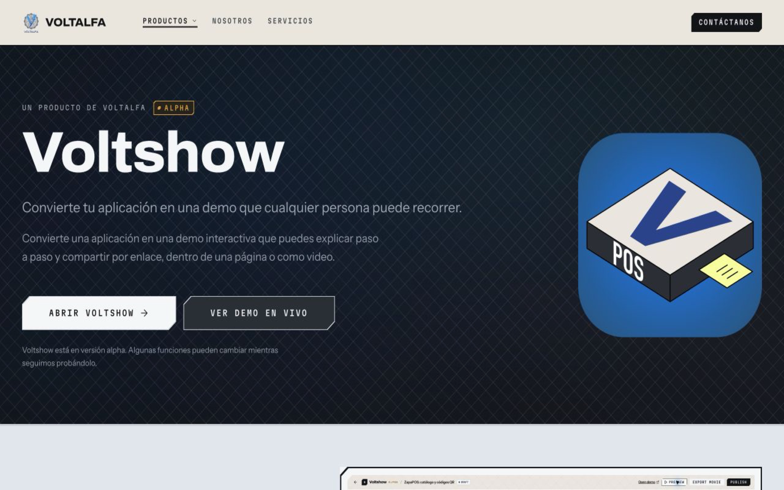 Voltshow product page on the VoltAlfa website